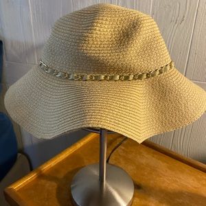 Tan Floppy Hat w/Embellishment